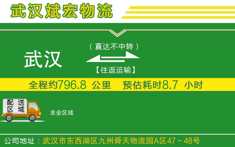 武漢到忠物流專線